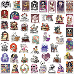 50/100pcs Cartoon Aesthetic Skull Book Death Reader Stickers Waterproof Graffiti For Luggage Guitar Laptop Phone Vinyl Decals (Online Order Only)