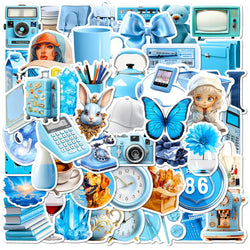 10/30/50PCS Cartoon Ins Style Blue Sticker Waterproof Graffiti Kids Toys DIY Skateboard Phone Suitcase Notebook Bike Wall Decals (ONLINE ORDER ONLY)