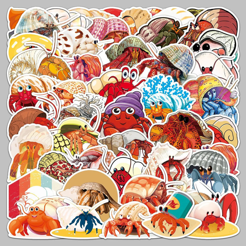 50pcs Cartoon Hermit Crab Stickers for Helmet, Wall, Desktop Decoration (ONLINE ORDER ONLY)