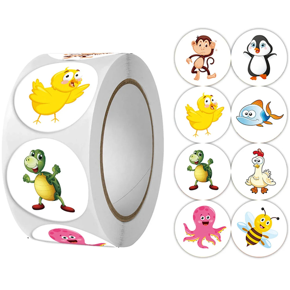 100-500pcs Cartoon Animals Stickers Cute Reward Sticker For Kids Gift Decoration Envelope Sealing Labels Stationery Stickers (ONLINE ORDER ONLY)