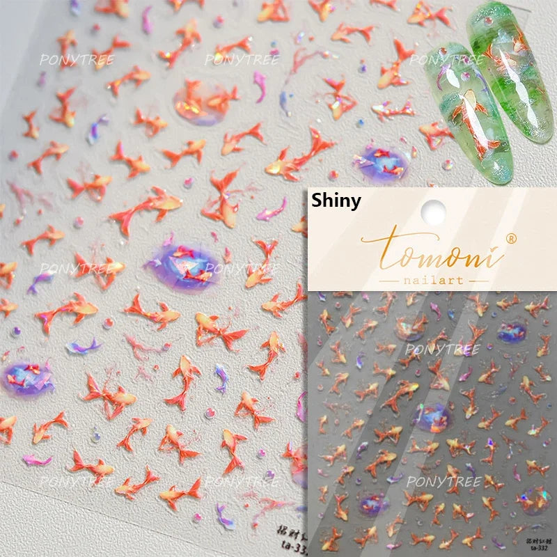 Fireworks Bloom Romantic Starry Sky Goldfish Metallics Color Gradient Self Adhesive Nail Art Stickers Halo Dyeing Manicure Decal (ONLINE ORDER ONLY)