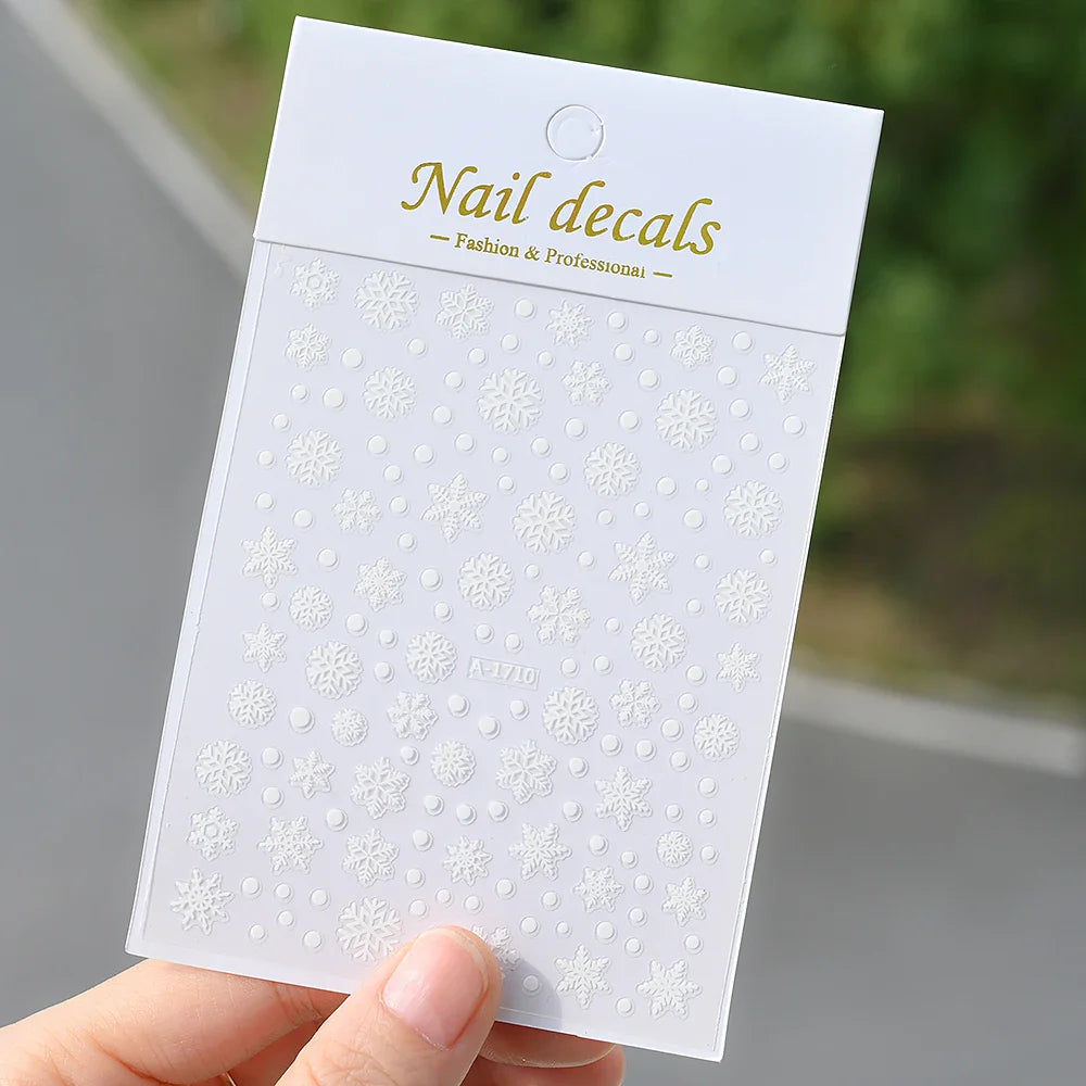 1PCS Laser Gold Snowflake Christmas Tree Nail Sticker 3D Adhesive Nail Decals Nail Art Accessories New Christmas Decoration 2024 (ONLINE ORDER ONLY)