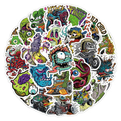 10/30/50PCS Funny Horror Liquid Monster Stickers Cool Graffiti Decoration DIY Skateboard Scrapbook Phone Laptop Car Decals Toys (ONLINE ORDER ONLY)