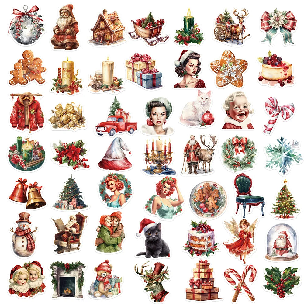 10/30/50PCS New Year Christmas Stickers Graffiti Decoration Gift Waterproof Skateboard Phone Notebook Guitar Wall Decals Toys (Online Order Only)