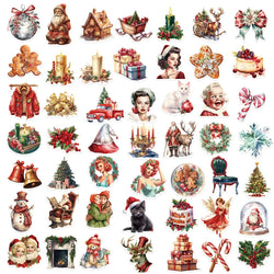 10/30/50PCS New Year Christmas Stickers Graffiti Decoration Gift Waterproof Skateboard Phone Notebook Guitar Wall Decals Toys (Online Order Only)