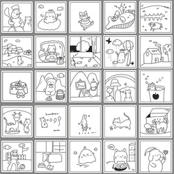 10/30/50PCS Simple Animals Cat Stickers Black White Cartoon Decals DIY Laptop Scrapbook Phone Suitcase Cute Kids Sticker Toys (ONLINE ORDER ONLY)
