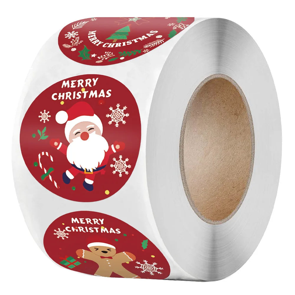 100-500Pcs New Merry Christmas Stickers Gift Packaging Seal Labels for New year decor, Greeting cards, Candy bags Stickers (ONLINE ORDER ONLY)