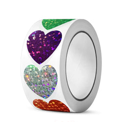 100-500pcs Holographic Color Gold Heart-shaped Stickers Kids Reward Stickers Labels For Wall Crafts Classroom Teachers Supplies (ONLINE ORDER ONLY)