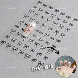 Gold Silver White Black Pink Blue Bowknot Ribbon Flat 3D Line Gird Strap Tie Elegant Charming Nail Art Stickers Manicure Decals (ONLINE ORDER ONLY)