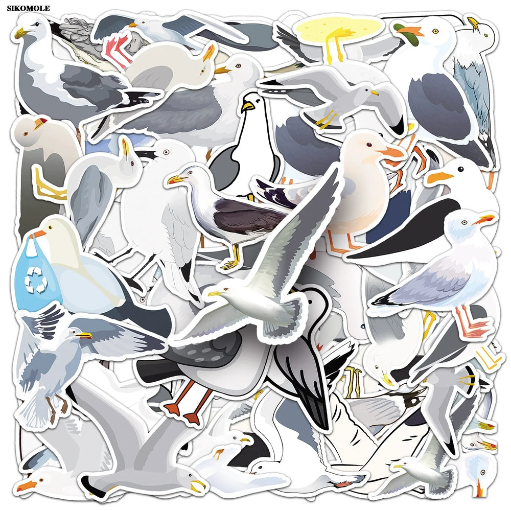 Seagull Cartoon Bird Stickers for Luggage, Laptop, Car, Bike, Skateboard - 10/30/50PCS (Online Order Only)