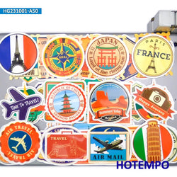 50PCS World Travel Stickers Climbing Camping Hiking Outdoor Adventure Decals for DIY Phone Laptop Luggage Motorcycle Car Sticker (ONLINE ORDER ONLY)