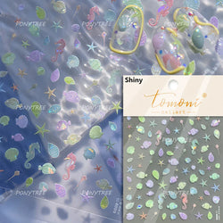 Jellyfish Schools of Fish Shoal Mermaid Tail Seahorse Dreamy Ocean Starfish Shell Coral Adhesive Nail Art Sticker Manicure Decal (ONLINE ORDER ONLY)
