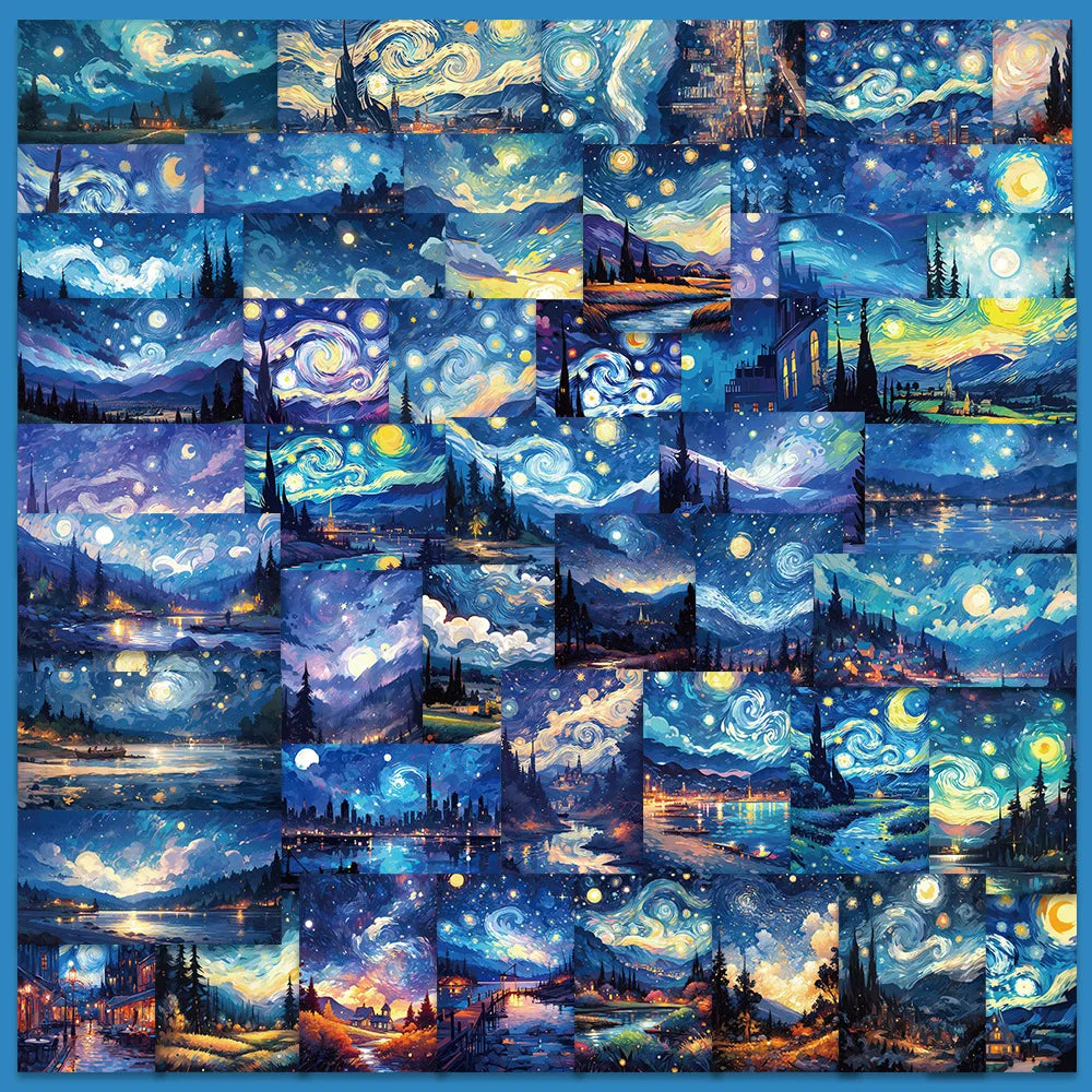50pcs Starry Sky Graffiti Stickers for Helmets, Walls, DIY Decoration Wholesale (Online Order Only)