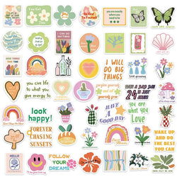 10/30/50PCS Inspiring Pink Green Children's PVC Sticker Aesthetic Decoration Scrapbooking Stationery School Supplies for Kids (ONLINE ORDER ONLY)