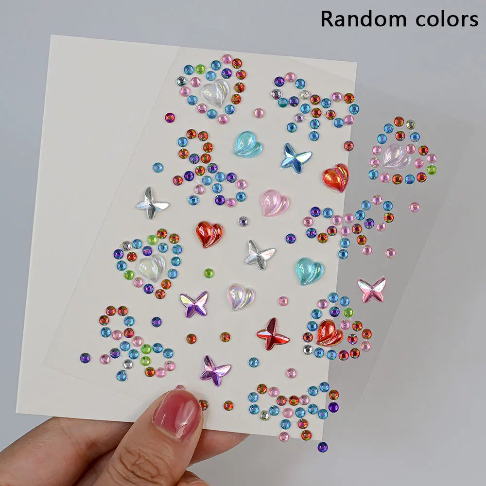 1pc Star-Shaped Rhinestone Sticker Sparkling Acrylic Rhinestone Face Decals Butterfly & Floral Designs for Party/Stage/Festivals (ONLINE ORDER ONLY)