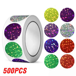 100-500pcs Holographic Color Round Stickers Wedding Gift Seal Labels Decor Stickers Kids Reward Foil Star Stationery Stickers (ONLINE ORDER ONLY)