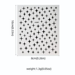 1 Sheet Star Nail Art Stickers 3d Self Adhesive Nail Decals Black White Golden Silver Color Star Design Nail Supplies Accessory (ONLINE ORDER ONLY)