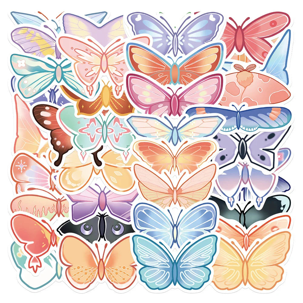 Cartoon Butterfly Stickers for Laptop, Guitar, Phone, Scrapbook, Diary, Kid Toy (10/20/40pcs) (ONLINE ORDER ONLY)