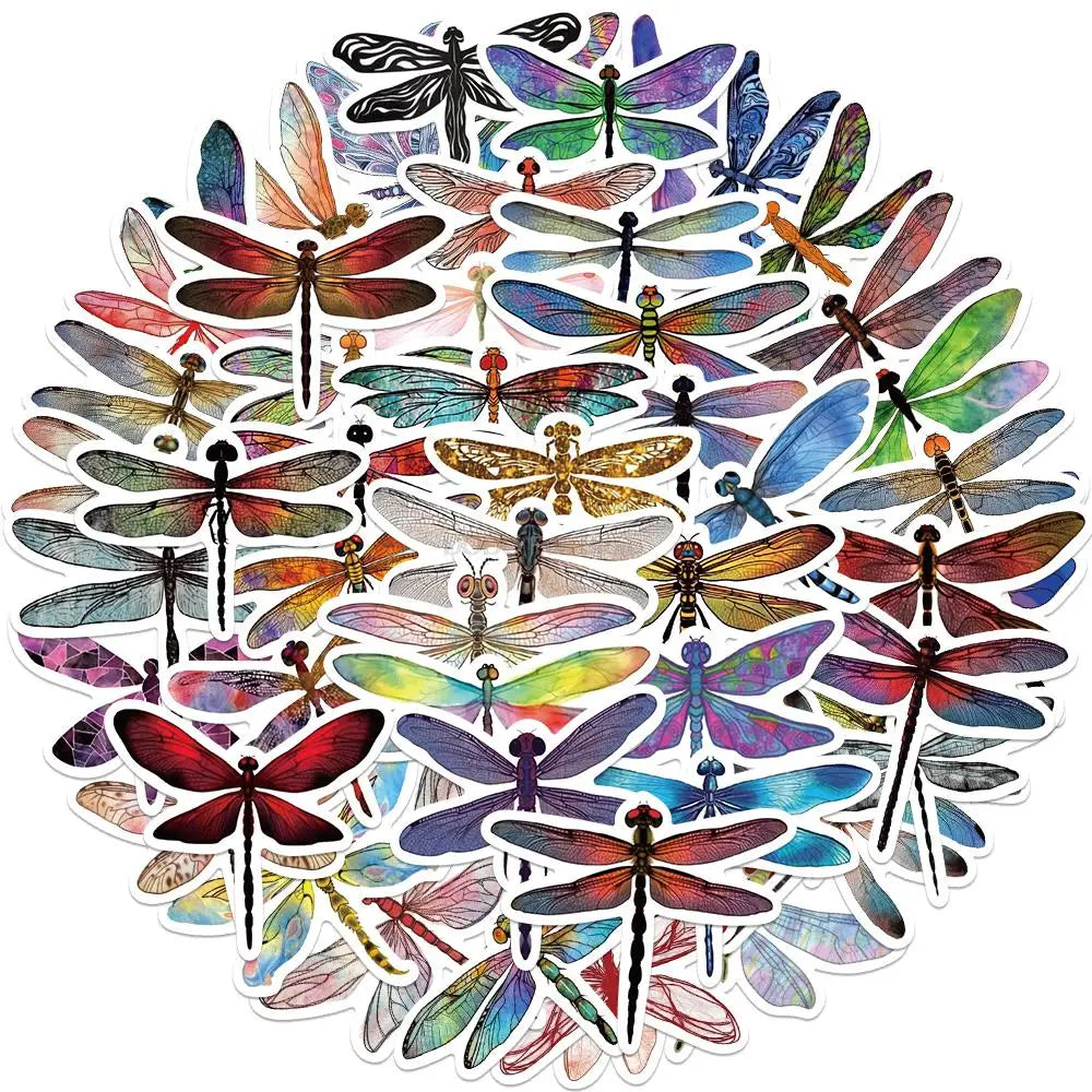 Dragonfly Sticker Set PVC Decorative Decals for Laptop, Water Cup, Phone, Luggage, Helmet, Book, Gift (Online Order Only)