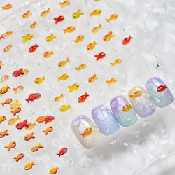 Little Red Fish Jelly Summer Goldfish Carp Ocean Beach Mermaid Sea Shiny Small Koi Soft Relief Nail Art Stickers Manicure Decals (ONLINE ORDER ONLY)