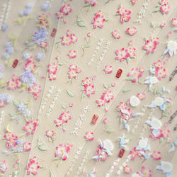 Vibrant and Lively Pullulate Purple Blue Snow Orchid Flower Garden Springtime Adhesive Nail Art Sticker Chic 3D Manicure Decals (Online Order Only)