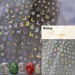 Black White Christmas Tree Snowflake Bowknot Snowman Socks Star Santa Hat Deer Rhinestone Winter Nail Art Sticker Manicure Decal (Online Order Only)