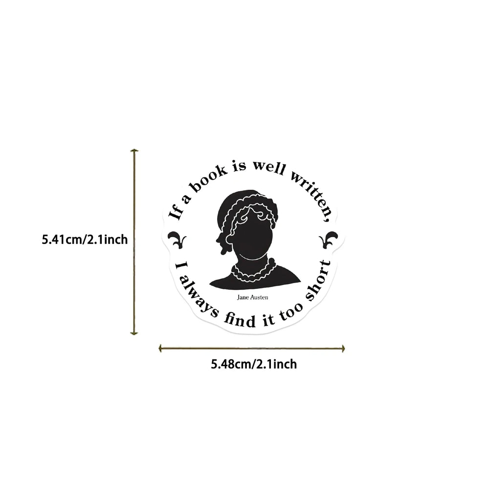 50pcs Novelist Jane Austen Stickers For Scrapbook Phone Laptop Suitcase Guitar Stationery Car Graffiti Sticker Novel Decals DIY (ONLINE ORDER ONLY)