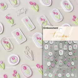 Golden Border Tulip Bloom Flower Bowknot Geometric Frame Metal Workmanship Charming Adhesive Nail Art Sticker Manicure Decals (ONLINE ORDER ONLY)