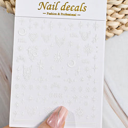 1 Sheet Star Nail Art Stickers 3d Self Adhesive Nail Decals Black White Golden Silver Color Star Design Nail Supplies Accessory (ONLINE ORDER ONLY)