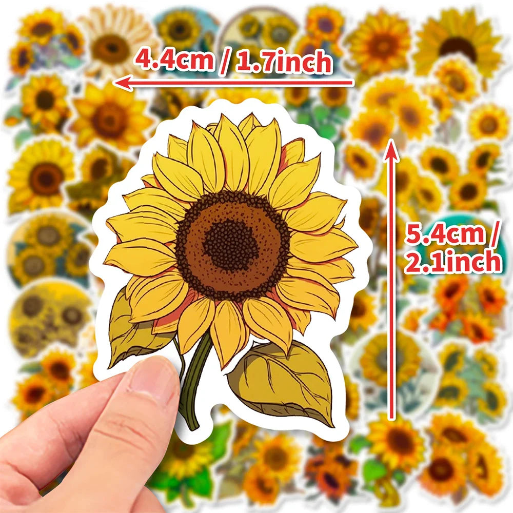 10/30/50pcs Cartoon You Are My Sunshine Sunflower Stickers Laptop Notebook Phone Suitcase Car Decoration Sticker Decals Kids Toy (Online Order Only)