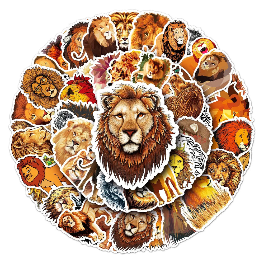 50Pcs Lion Cartoon Waterproof Vinyl Stickers for Skateboard Snowboard (Online Order Only)