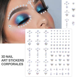 5Pcs Coloful Glitter Face Jewelry Sticker Crystal Eye Body Face Jewels Bady Makeup Tools Temporary Self-Adhesive Nail Rhinestone (ONLINE ORDER ONLY)