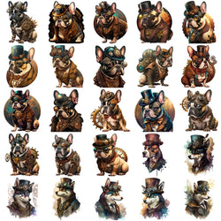 10/30/50pcs Vintage Steampunk Dog Sticker Packs (ONLINE ORDER ONLY)