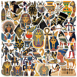 50pcs Retro Aesthetic Ancient Egypt Mythology Pharaoh Stickers For Laptop Water Bottle Luggage Notebook Waterproof Vinyl Decals (Online Order Only)