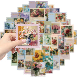 50Pcs Retro Flower Stamps Aesthetic Stickers Graffiti Decals for Scrapbooking Notebook Travel Luggage Bike Phone Sticker﻿ (ONLINE ORDER ONLY)