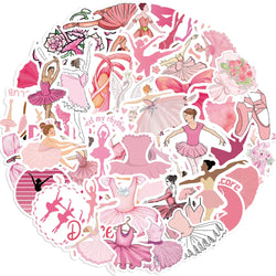 50pcs Cute Pink Ballet Dance Girls Stickers DIY Decoration For Laptop Notebook Suitcase Laptop Phone Sticker Toy Art Decals ﻿ (ONLINE ORDER ONLY)
