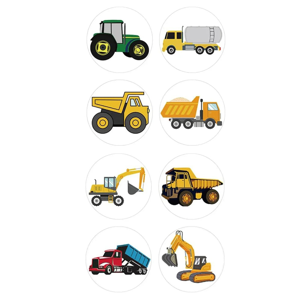 100-500pcs Reward Construction Vehicle Stickers School Students Child Teacher Cartoon Cute Encouraging Sticker Stationery (Online Order Only)