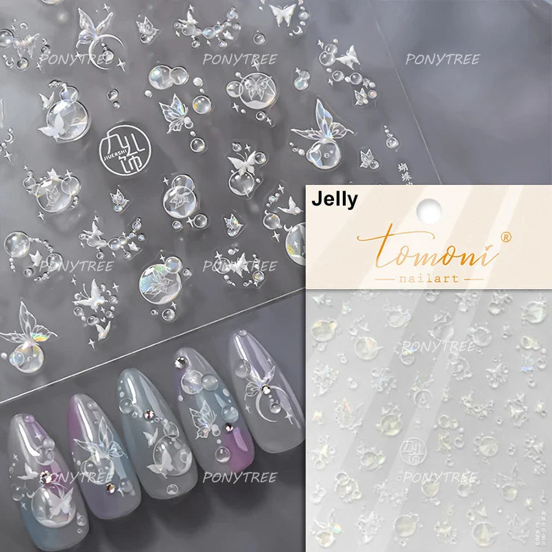 Colorful Bubbles Star Shiny Dreamy Glass Shards Flat 5D Soft Embossed Relief Self Adhesive Nail Art Sticker Chic Manicure Decal (ONLINE ORDER ONLY)