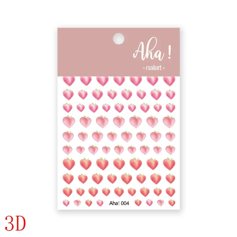 1Pc Sweet Cute Fresh Red Cherry Pattern Nail Stickers Self Adhesive Fruit Design Decals Women & Girls Homemade Manicure Supplies (ONLINE ORDER ONLY)