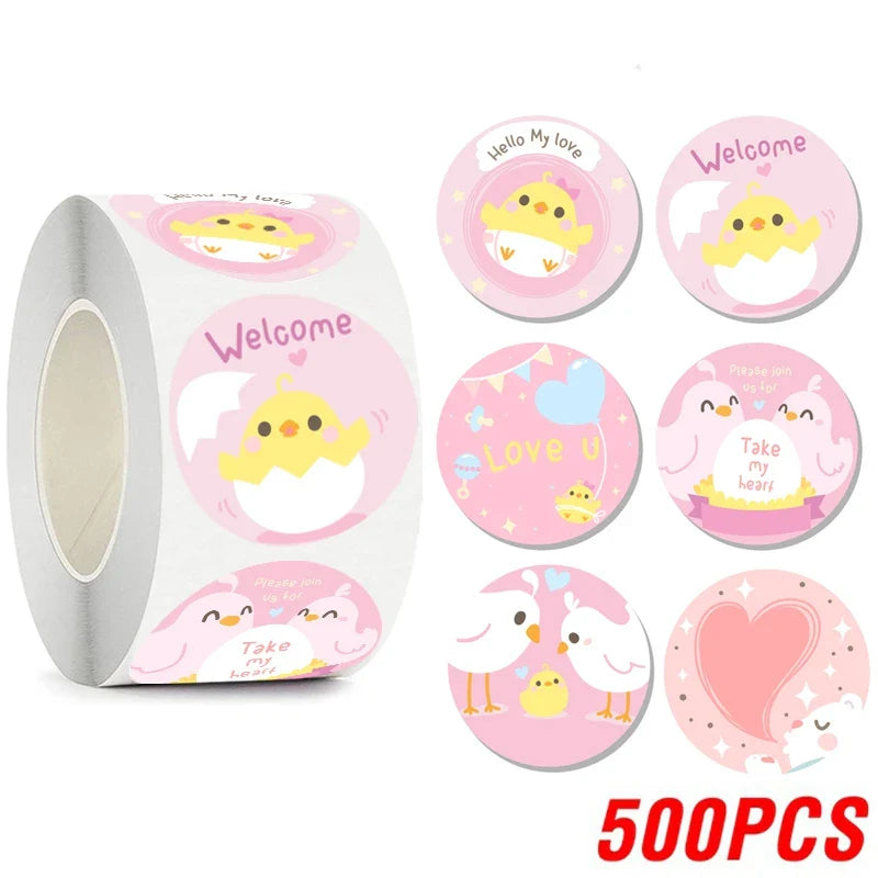 100-500pcs Kawaii Children Reward Stickers Creative School Supplies Cute Animal Encourage Sticker 2.5cm Circle Kids Toy Stickers (Online Order Only)