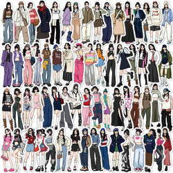 65pcs Fashion Mocha Girl Album Sticker Diy Computer Phone Scrapbooking Stickers Student Stationery Arts Crafts (ONLINE ORDER ONLY)