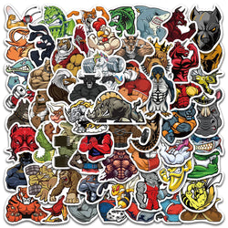 60pcs Cool Cartoon Muscle Animals Stickers For Laptop Luggage Phone Skateboard Waterproof Graffiti Bicycle Helmet Car Decals (ONLINE ORDER ONLY)