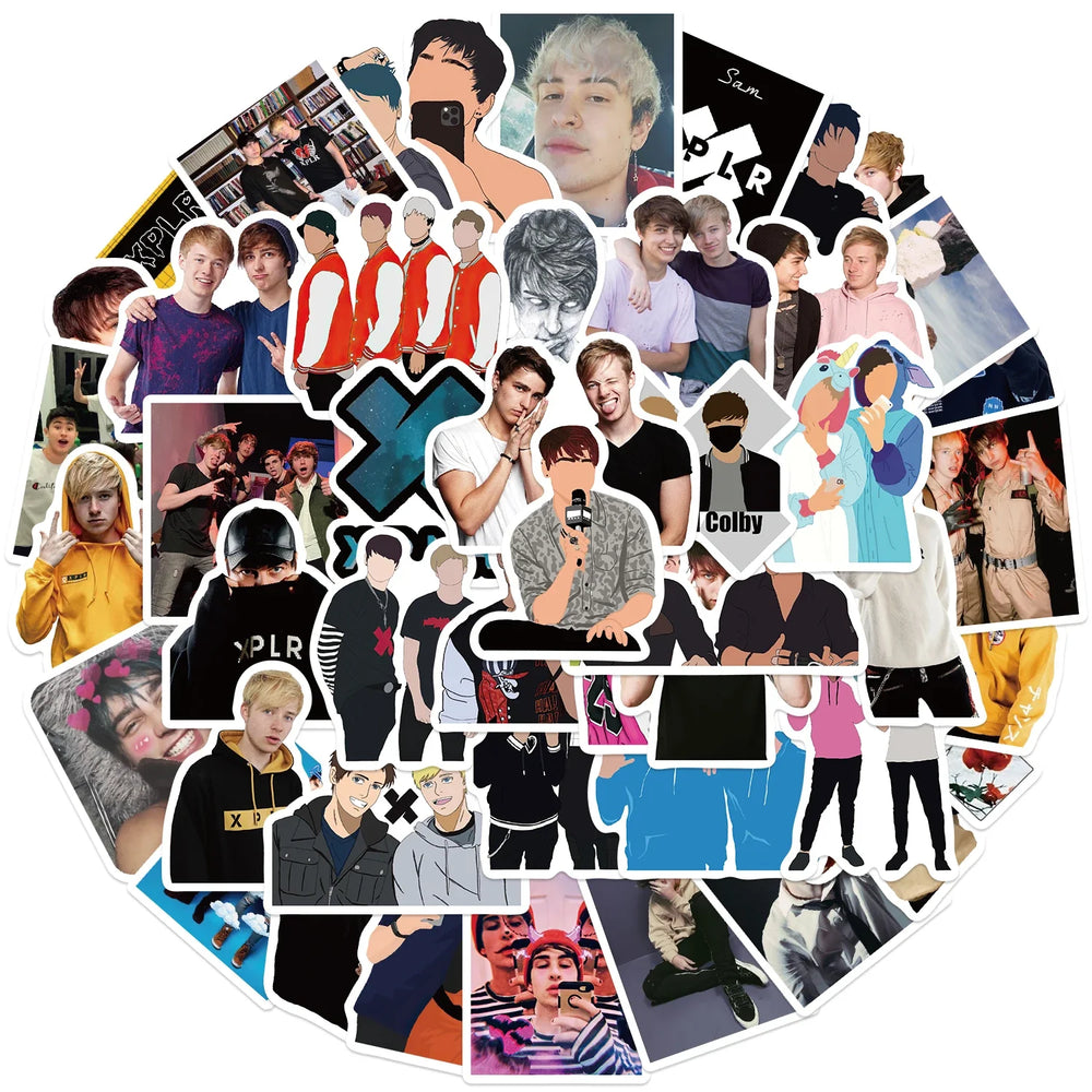 50pcs Sam and Colby Graffiti Stickers For Suitcase Skateboard Laptop Luggage Phone Car Styling DIY Sticker Decals (ONLINE ORDER ONLY)