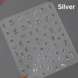 Dreamy Moon Star Cloud Butterfly Starrylight Rhinestone 5D Soft Embossed Relief Nail Art Sticker 3D Decal Decoration Manicure (ONLINE ORDER ONLY)