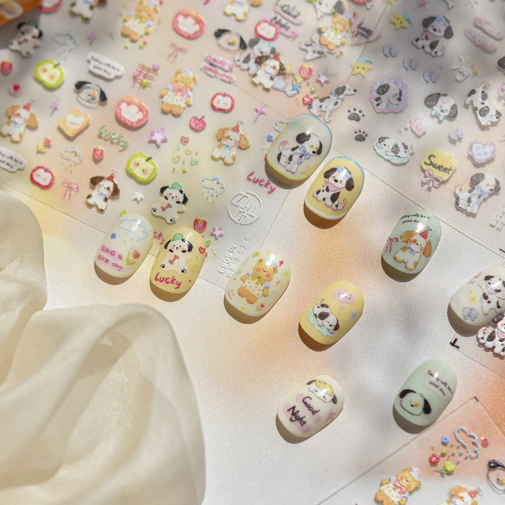 Fruits Apple Strawberry Animals Bear Dog Party Dream Flower Bone Rain Self Adhesive Nail Art Decoration Sticker Manicure Decals (Online Order Only)