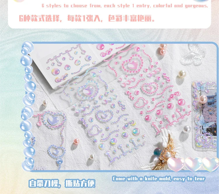 1Pcs Cute Love Romantic Pearl Scrapbooking Stickers Korean ins Hand Account Idol Card Album DIY Deco Material Stationery Sticker (ONLINE ORDER ONLY)