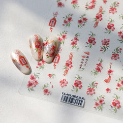 Graceful Peach Blossom Blessing Sachet Pretty Buckle Tassels Pendant Antique Radiant Adhesive Nail Art Stickers Manicure Decals (ONLINE ORDER ONLY)