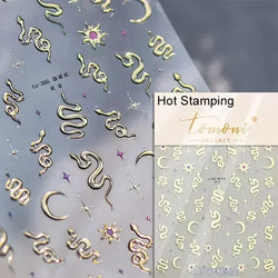 Dark Sword Coiled Snake Cross Butterfly Wing Starburst Starlight Gothic Reptile Animals Nail Art Sticker Festival Manicure Decal (ONLINE ORDER ONLY)