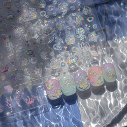 Infauna Jellyfish Conch Shell Starfish Octopus Coral Polypite Wishing Bottle Sea Self Adhesive Nail Art Stickers Manicure Decals (ONLINE ORDER ONLY)