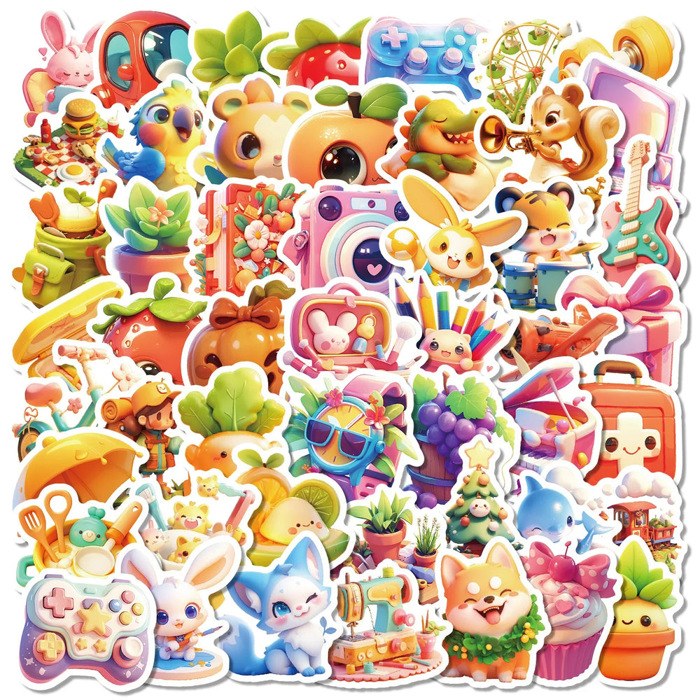 50pcs 3D Round Graffiti Stickers for Helmet, Wall, Desktop Decoration (Online Order Only)